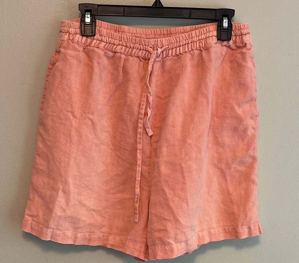 Title: VTG Bohemia Kiko 100% Linen Shorts Size M Peach Boho Lagenlook